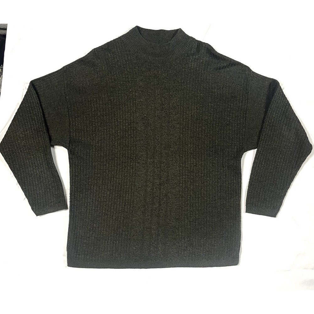 Franco Rossi Men's XL Italian Knit Mock Neck Sweater Olive Green Grey Ribbed Pul